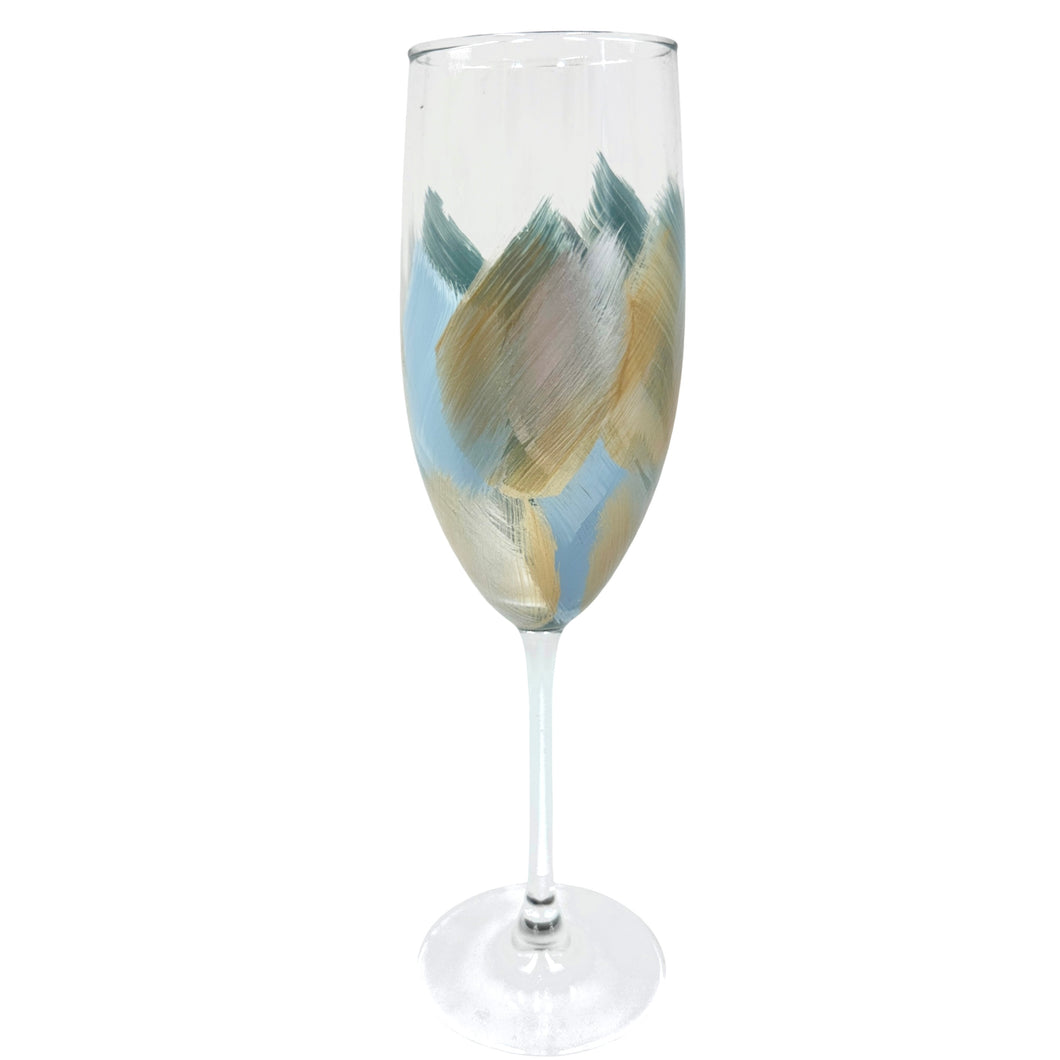 Hand Painted Stemmed Champagne Glass | Sky