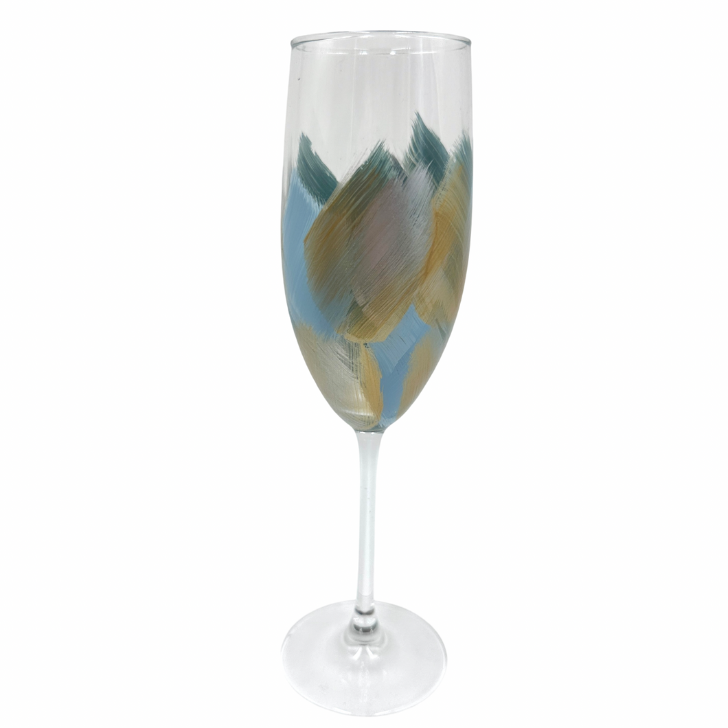 Hand Painted Stemmed Champagne Glass | Sky