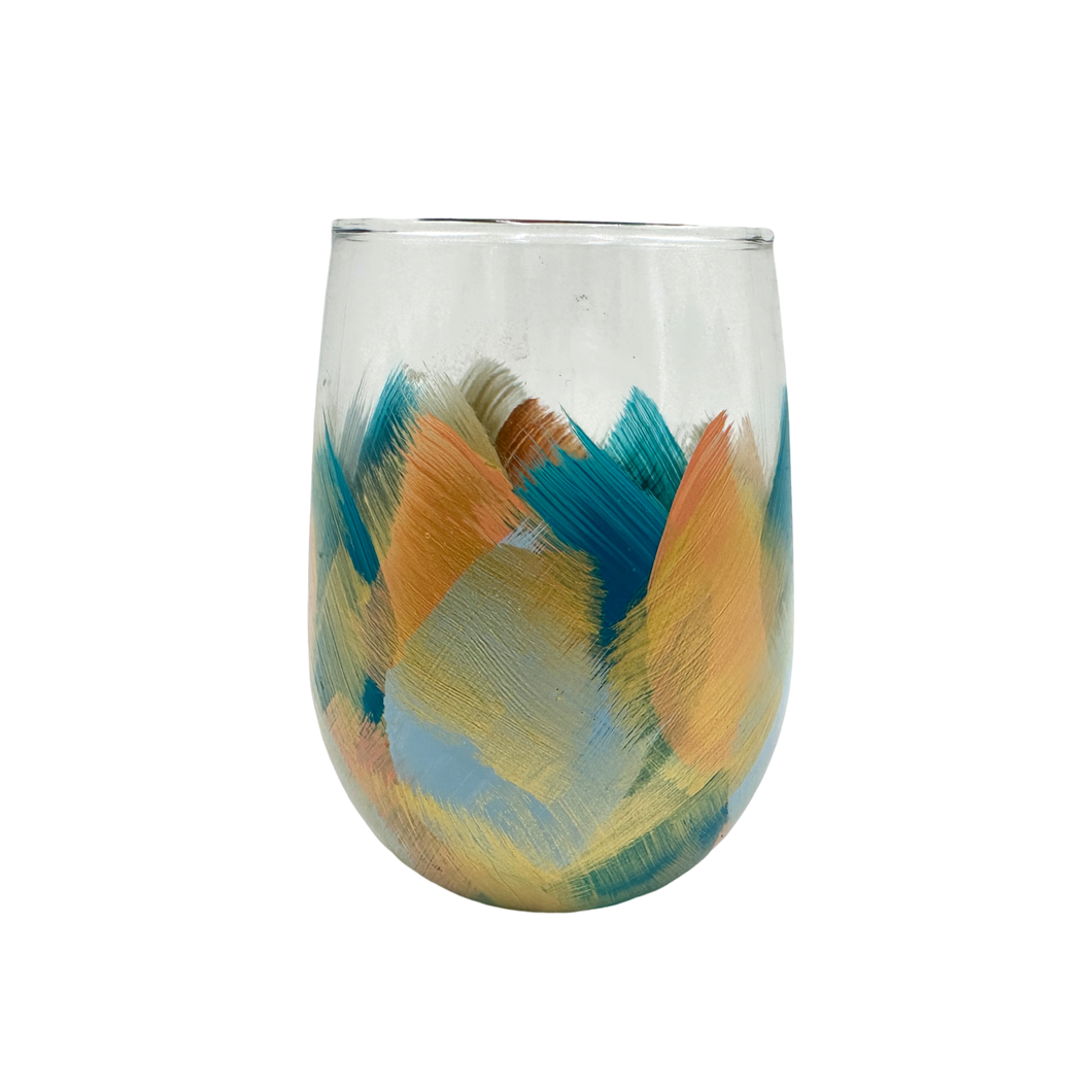 Hand Painted Stemless Wine Glass | Celebrate