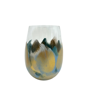 Hand Painted Stemless Wine Glass | Sky