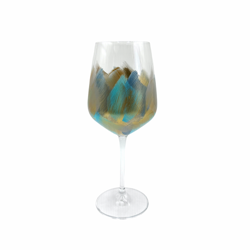 Hand Painted Stemmed Wine Glass | Turquoise