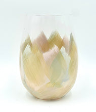 Hand Painted Stemless Wine Glass "Artsy Pink"