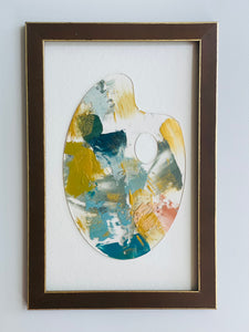 16 x 10, framed lucite palette, "Gold Green Palette”