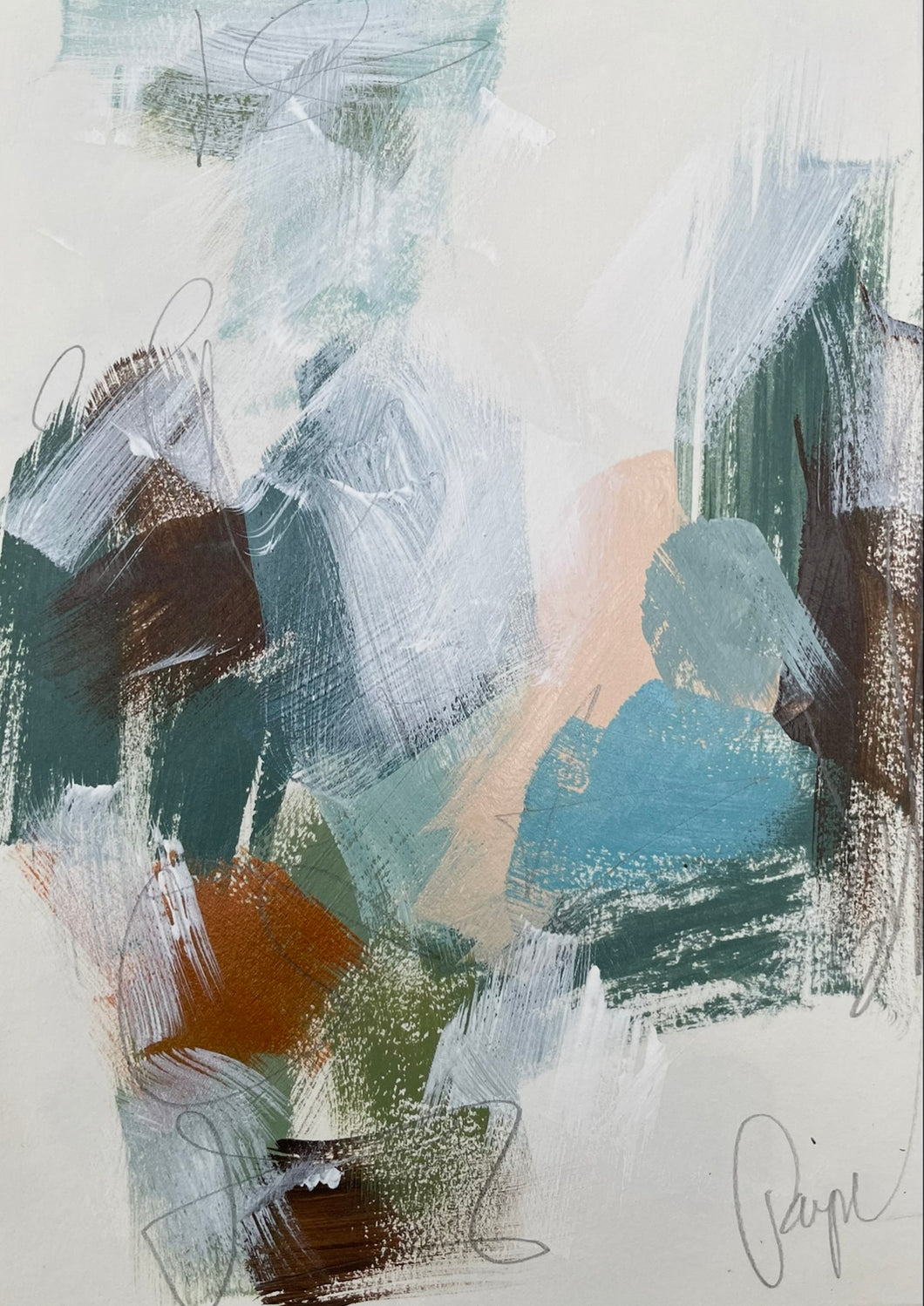 12 x 8, acrylic on paper, “Abstract VI”