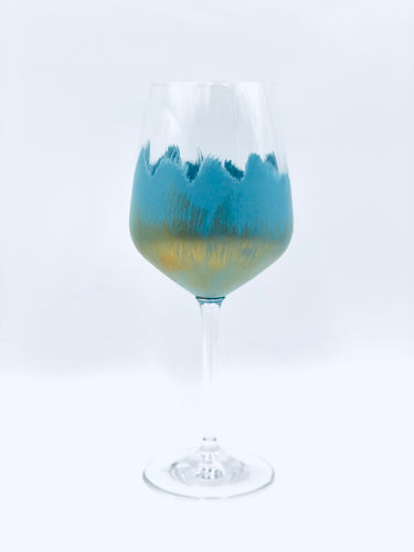 Hand Painted Wine Glass “Blue”