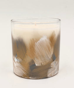 Hand Painted Candle "Artsy White Gold"