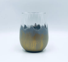 Hand Painted Stemless Wine Glass "Gray"