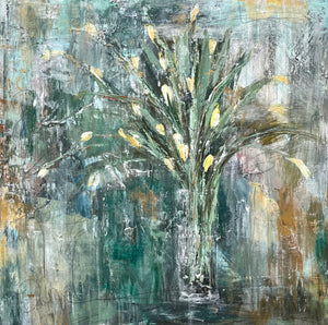 30 x 30, acrylic on canvas, "Tulips"