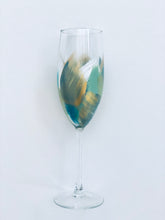 Hand Painted Champagne Glass "Artsy Lime"