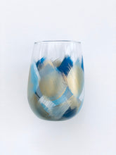 Hand Painted Stemless Glass "Artsy Navy”