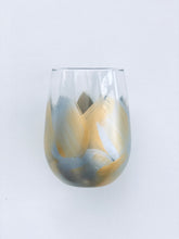 Hand Painted Stemless Glass "Artsy Silver Gold”