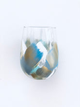 Hand Painted Stemless Wine Glass "Artsy Blue"