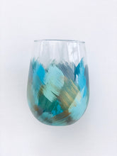 Hand Painted Stemless Glass "Artsy Mint"