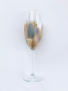Hand Painted Champagne Glass "Artsy Pink"