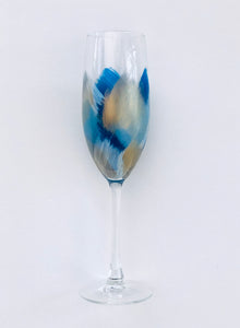 Hand Painted Champagne Glass "Navy Blue"