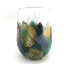 Hand Painted Stemless Glass “Artsy Moss”