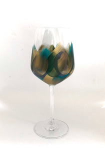 Hand Painted Wine Glass “Artsy Moss”