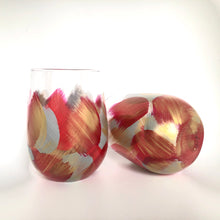 Hand Painted Stemless Glass “Artsy Red”