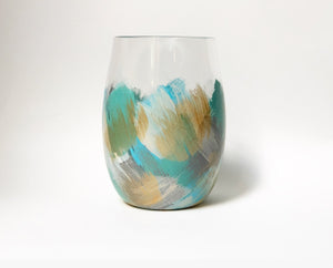 Hand Painted Shatterproof Stemless Acrylic Glass "Blue"